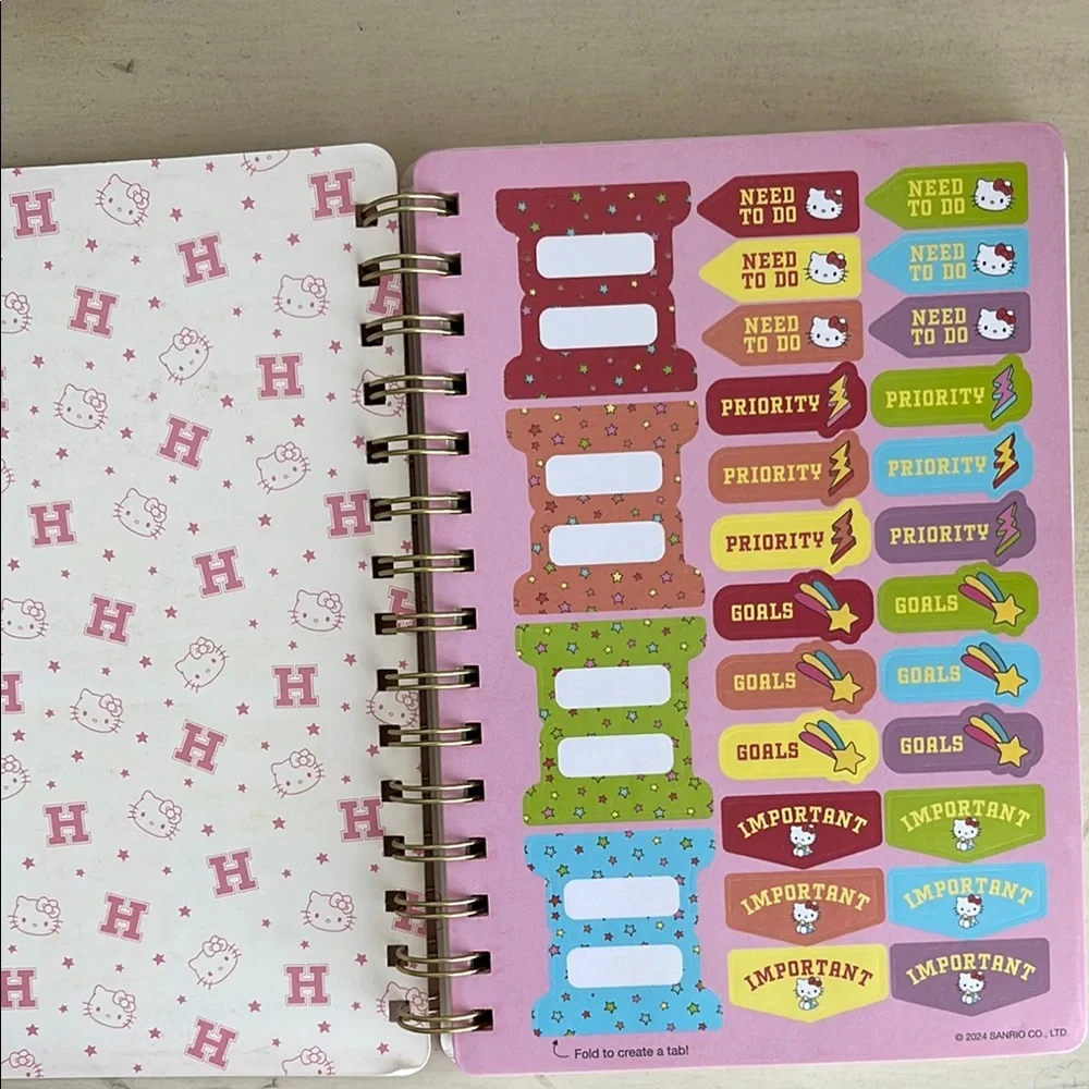Hello Kitty Pink Spiral Notebook with Gold Accents